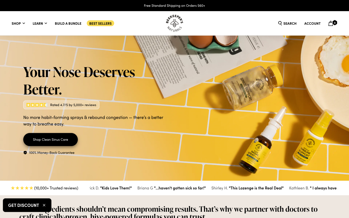 Beekeeper's Naturals landing page