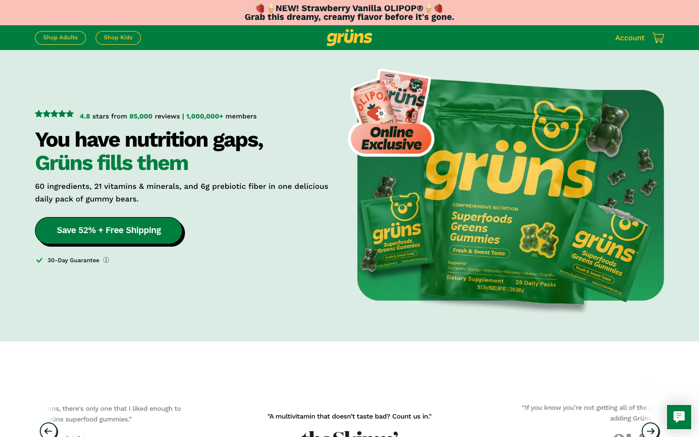 Gruns landing page
