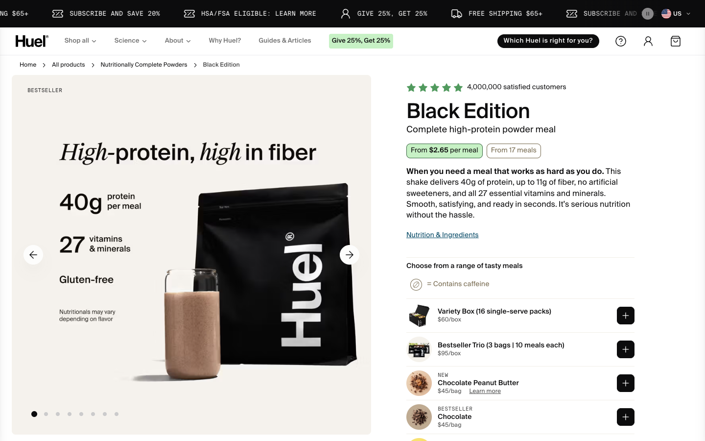 Huel landing page
