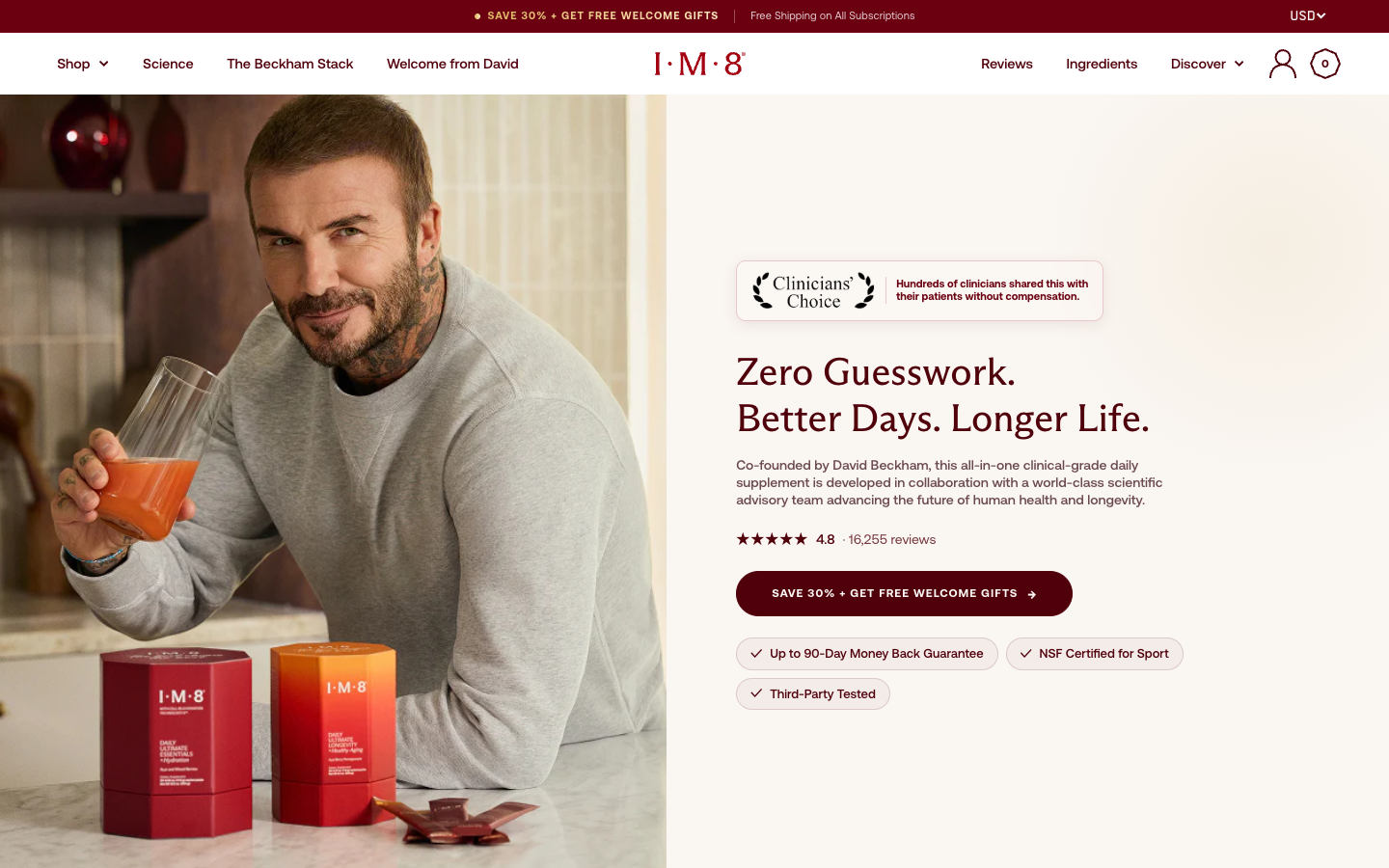 IM8 Health landing page