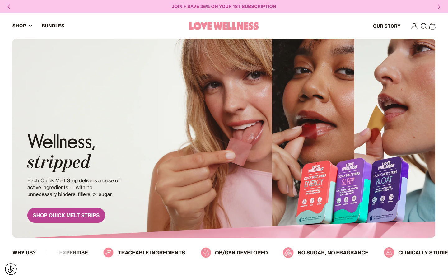 Love Wellness landing page