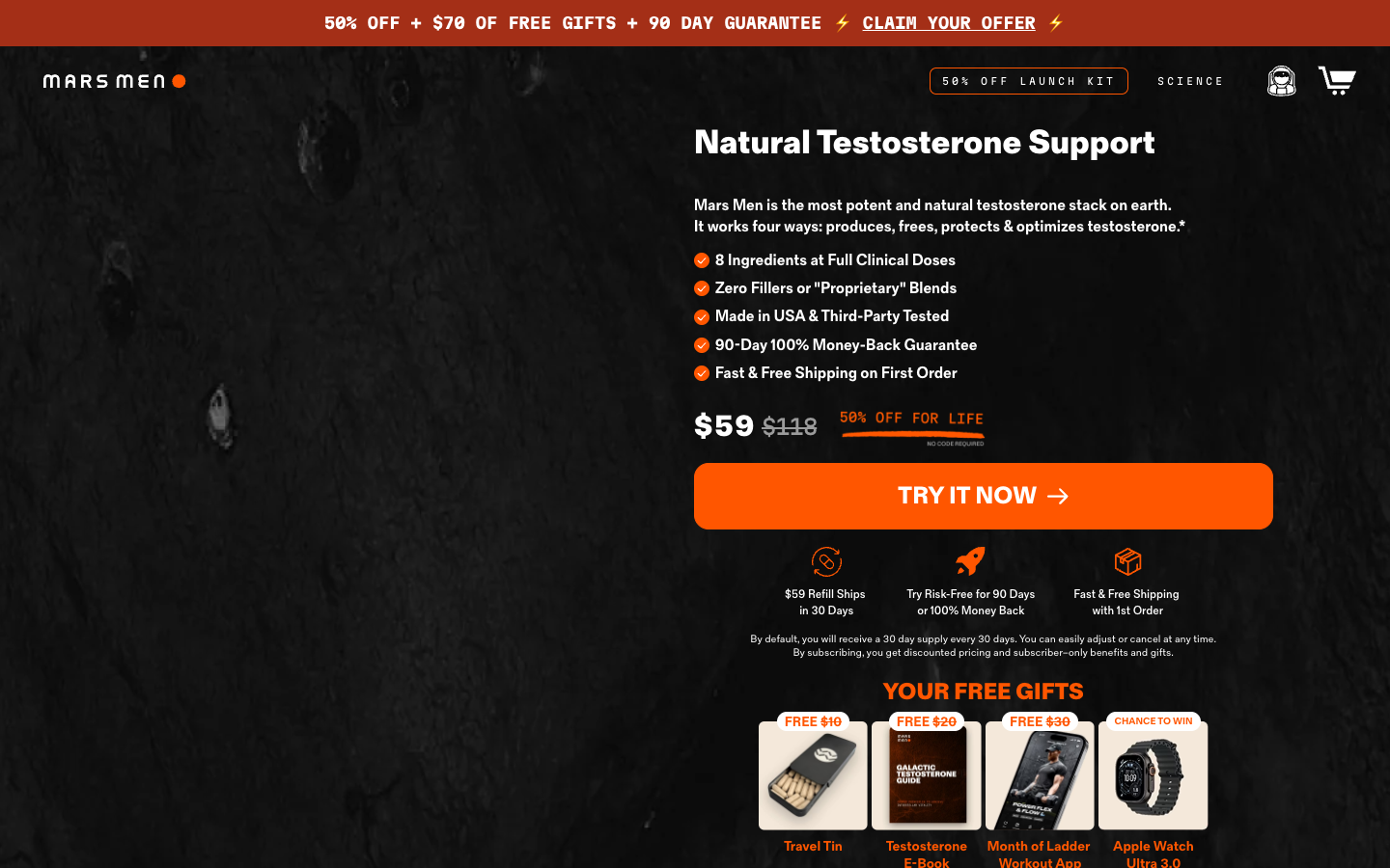 Mars Men landing page