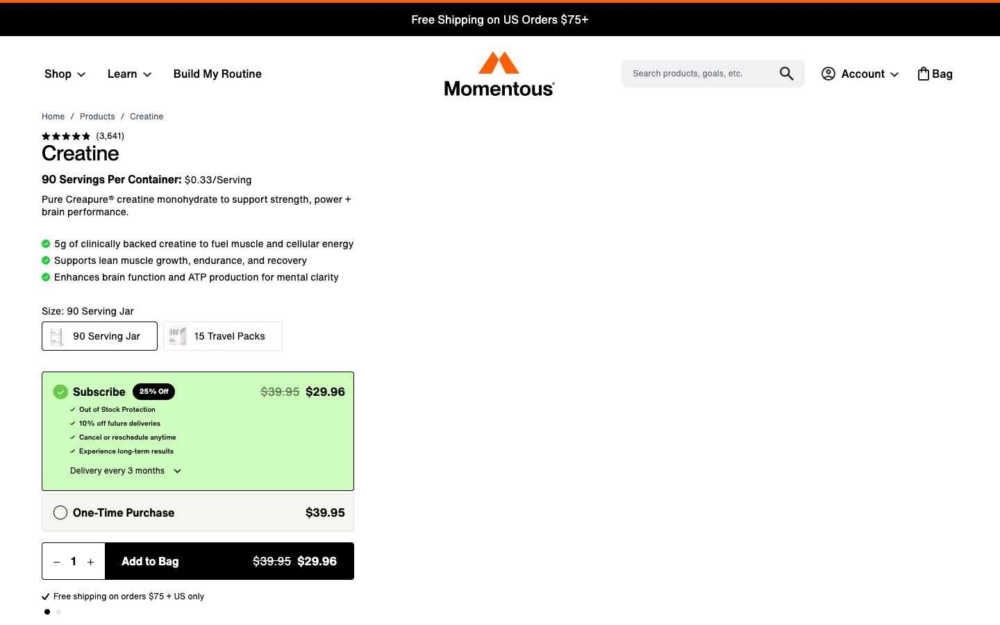 Momentous above-the-fold